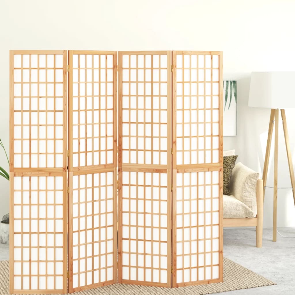 vidaXL Paravan pliabil de cameră, 4 panouri, 160x170 cm, stil japonez vidaXL Paravan pliabil de cameră, 4 panouri, 160x170 cm, stil japonez