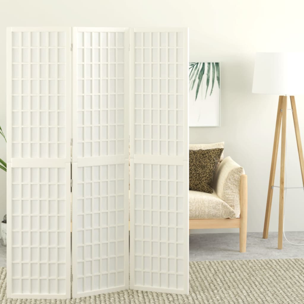 vidaXL Paravan pliabil de cameră 3 panouri alb 120x170 cm stil japonez vidaXL Paravan pliabil de cameră 3 panouri alb 120x170 cm stil japonez