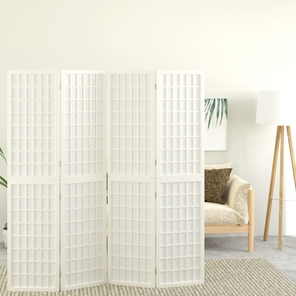 vidaXL Paravan pliabil cu 4 panouri, stil japonez, alb, 160x170 cm vidaXL Paravan pliabil cu 4 panouri, stil japonez, alb, 160x170 cm