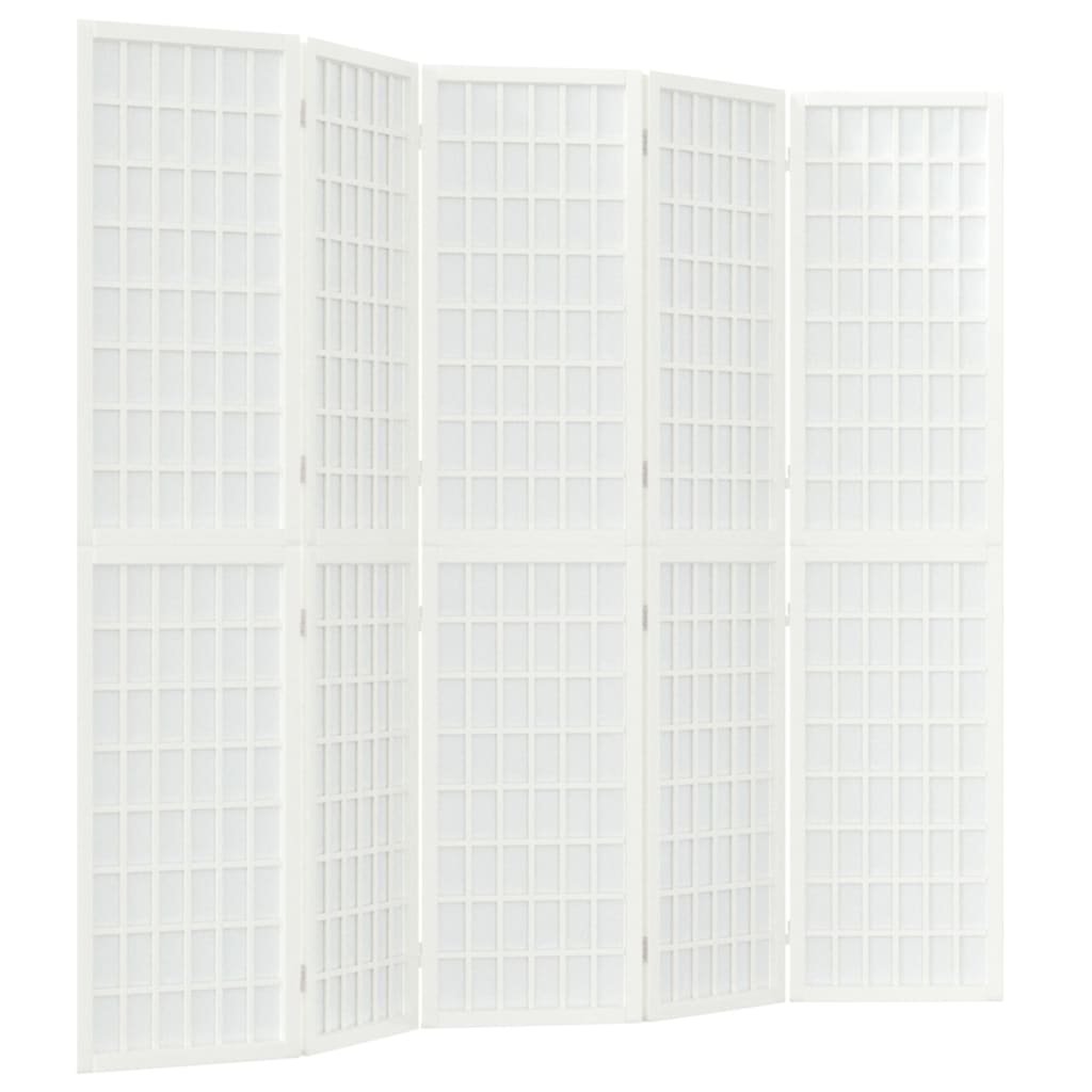 vidaXL Paravan pliabil cu 5 panouri, stil japonez, alb, 200x170 cm vidaXL Paravan pliabil cu 5 panouri, stil japonez, alb, 200x170 cm