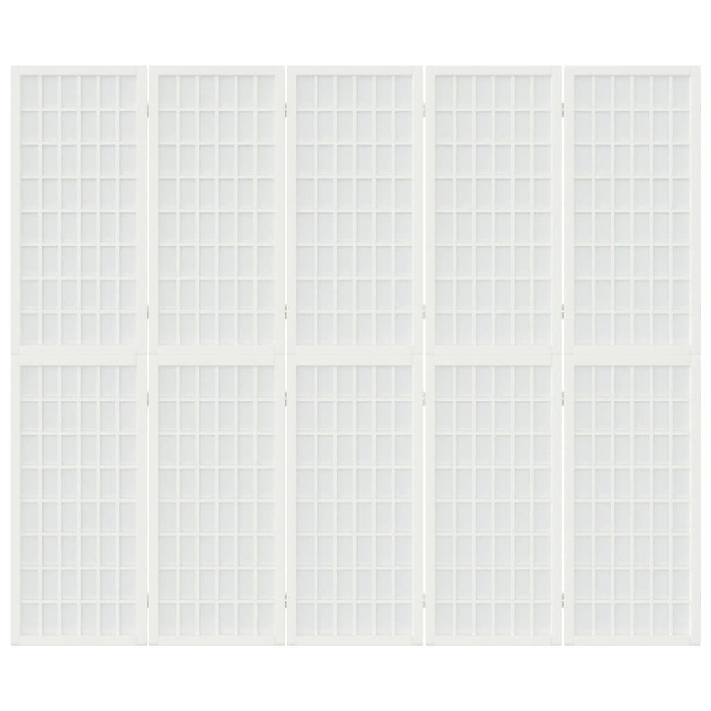 vidaXL Paravan pliabil cu 5 panouri, stil japonez, alb, 200x170 cm vidaXL Paravan pliabil cu 5 panouri, stil japonez, alb, 200x170 cm