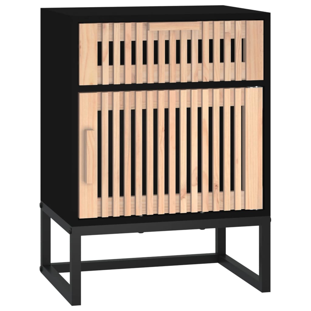 vidaXL Dulap noptieră, negru, 40x30x55,5 cm, lemn prelucrat&fier vidaXL Dulap noptieră, negru, 40x30x55,5 cm, lemn prelucrat&fier