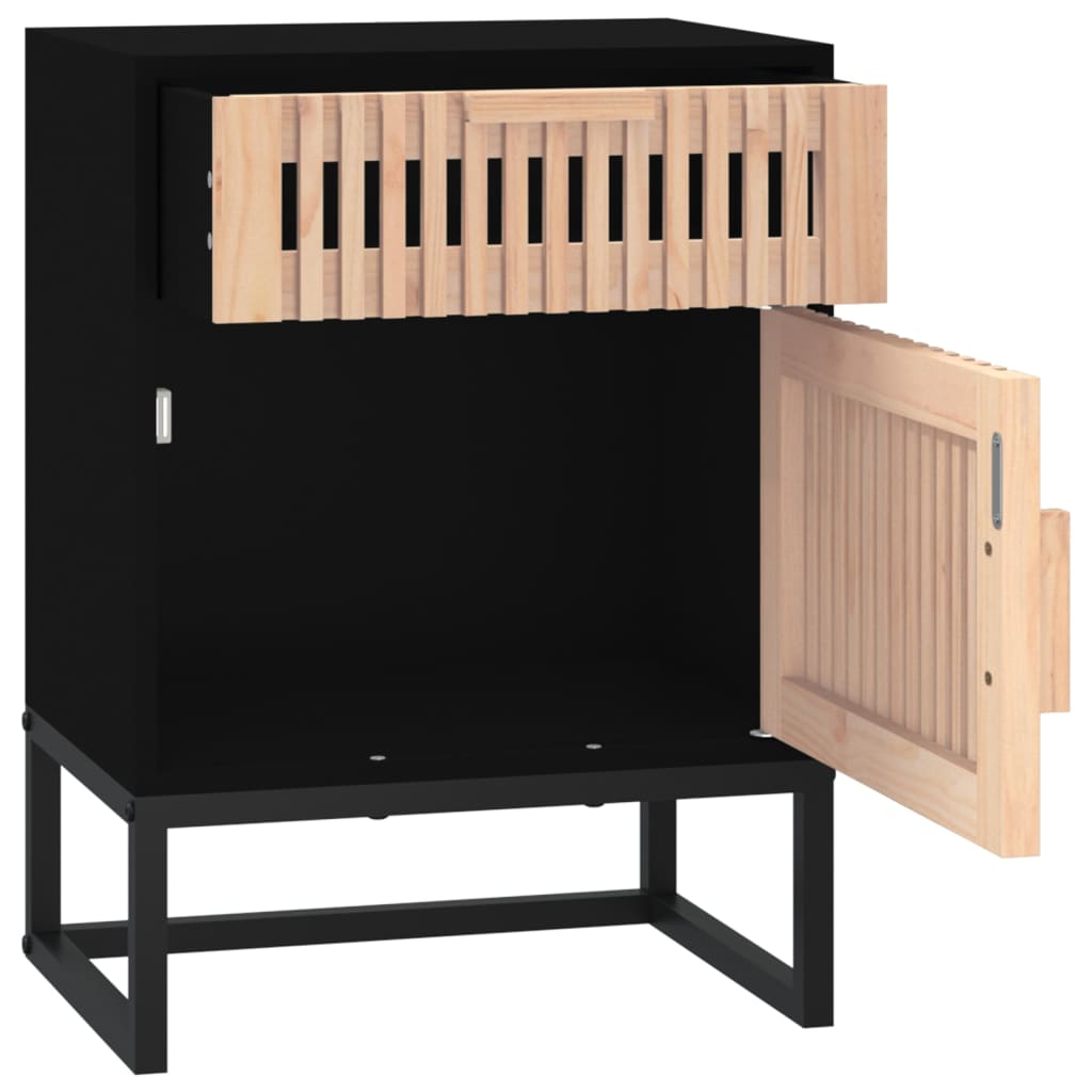 vidaXL Dulap noptieră, negru, 40x30x55,5 cm, lemn prelucrat&fier vidaXL Dulap noptieră, negru, 40x30x55,5 cm, lemn prelucrat&fier