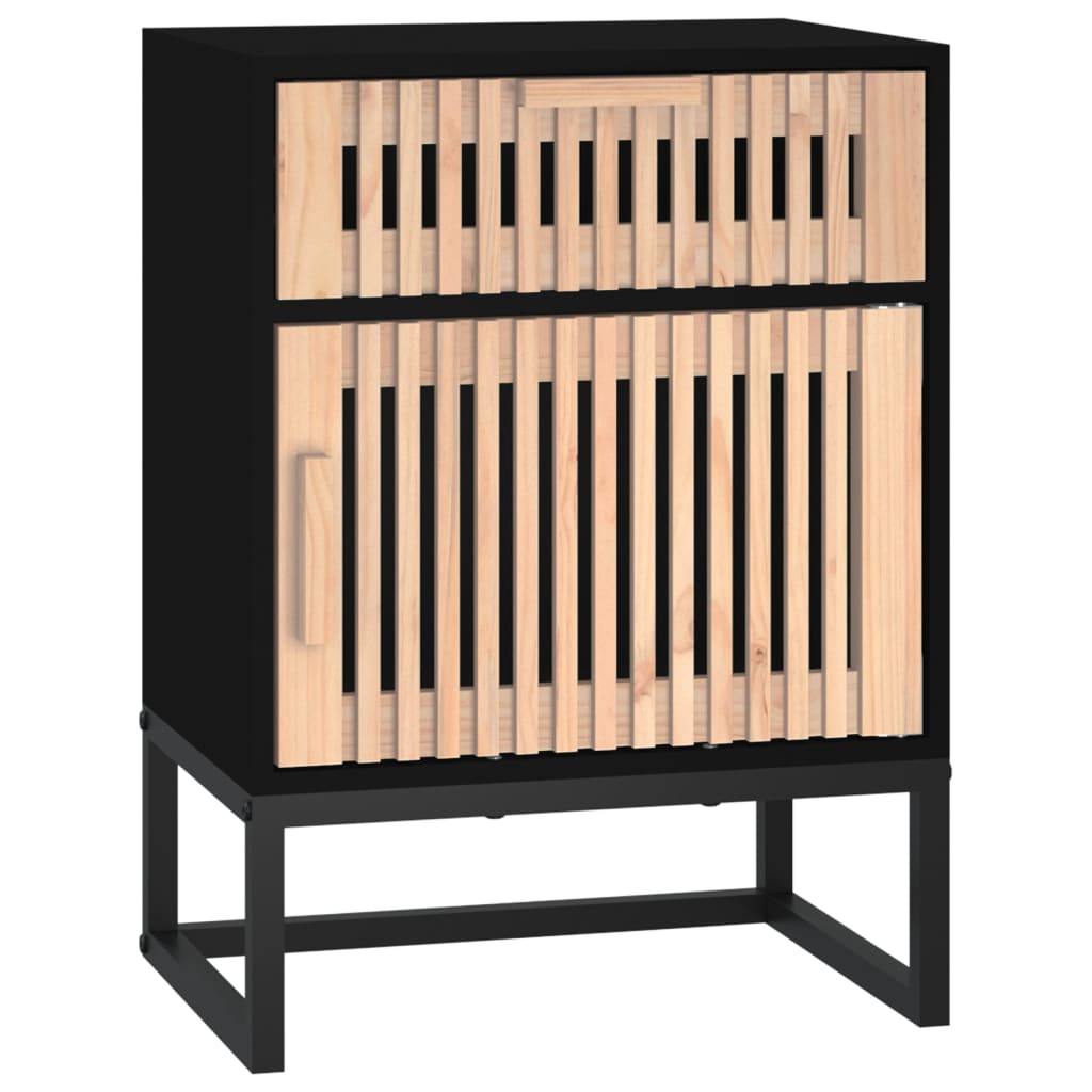 vidaXL Dulapuri noptieră, 2 buc., negru, 40x30x55,5 cm, lemn & fier vidaXL Dulapuri noptieră, 2 buc., negru, 40x30x55,5 cm, lemn & fier
