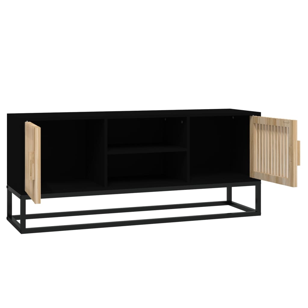 vidaXL Comodă TV, negru, 105x30x45 cm, lemn prelucrat & fier