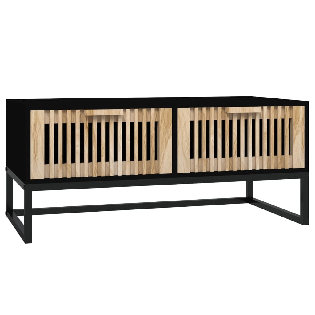 vidaXL Măsuță de cafea, negru, 80x40x35 cm, lemn prelucrat și fier vidaXL Măsuță de cafea, negru, 80x40x35 cm, lemn prelucrat și fier