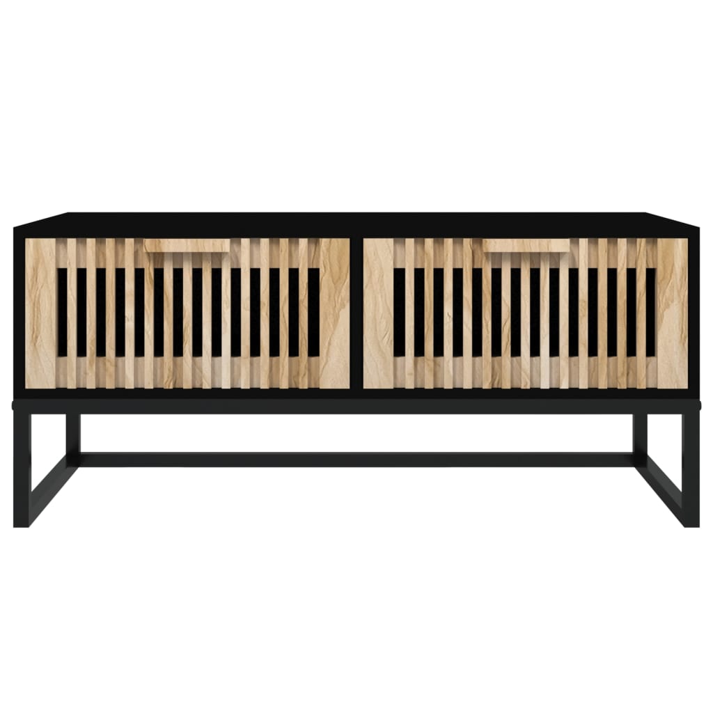 vidaXL Măsuță de cafea, negru, 80x40x35 cm, lemn prelucrat și fier vidaXL Măsuță de cafea, negru, 80x40x35 cm, lemn prelucrat și fier