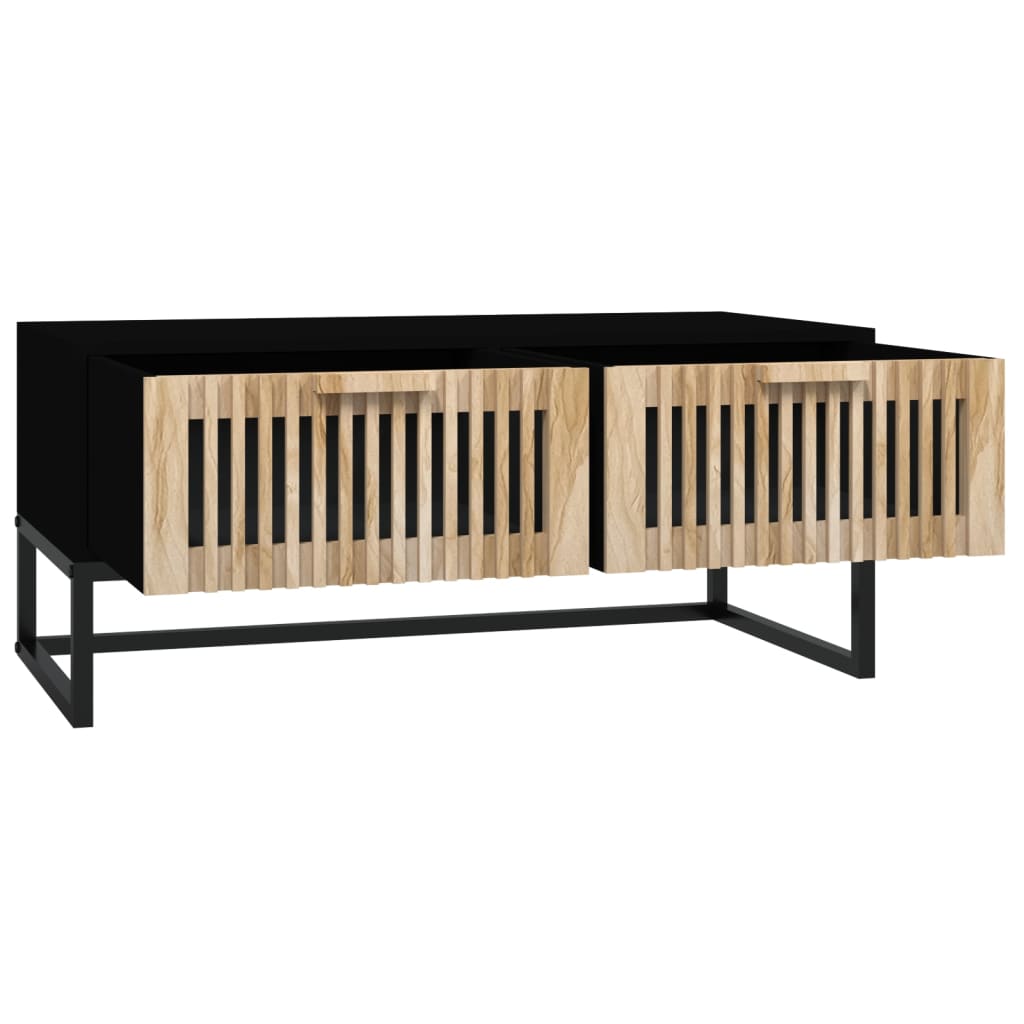 vidaXL Măsuță de cafea, negru, 80x40x35 cm, lemn prelucrat și fier vidaXL Măsuță de cafea, negru, 80x40x35 cm, lemn prelucrat și fier