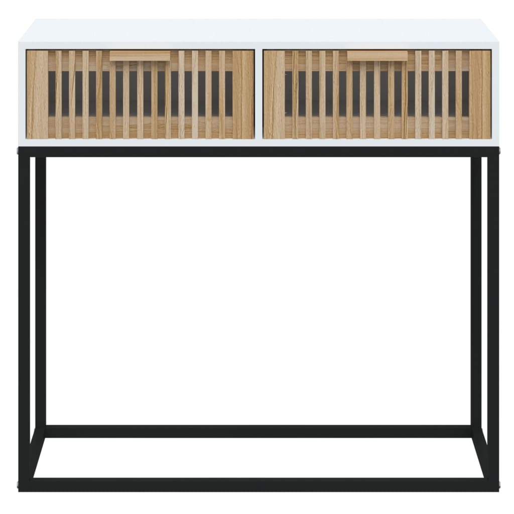 vidaXL Masă de consolă albă 80x30x75 cm din lemn de lemn și fier vidaXL Masă de consolă albă 80x30x75 cm din lemn de lemn și fier