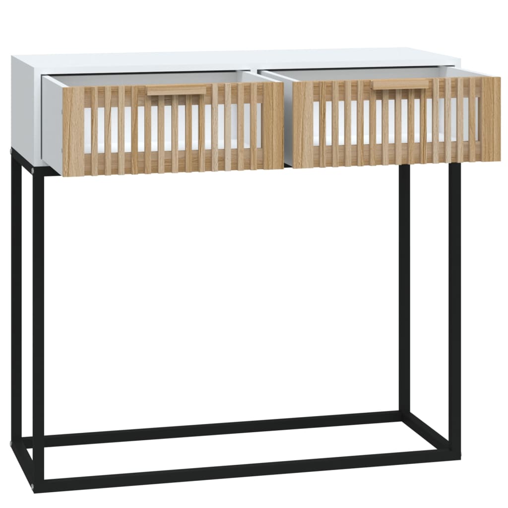 vidaXL Masă de consolă albă 80x30x75 cm din lemn de lemn și fier vidaXL Masă de consolă albă 80x30x75 cm din lemn de lemn și fier