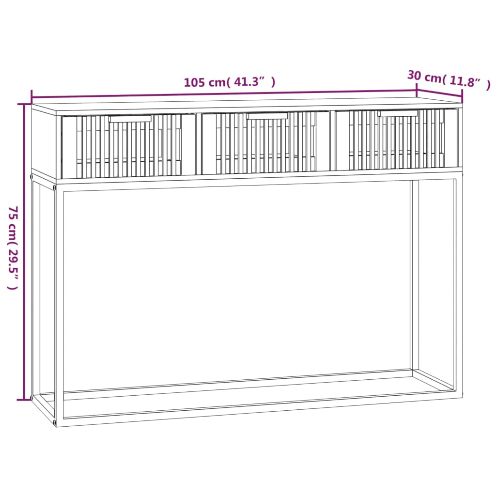 vidaXL Masă consolă, alb, 105x30x75 cm, lemn prelucrat și fier vidaXL Masă consolă, alb, 105x30x75 cm, lemn prelucrat și fier