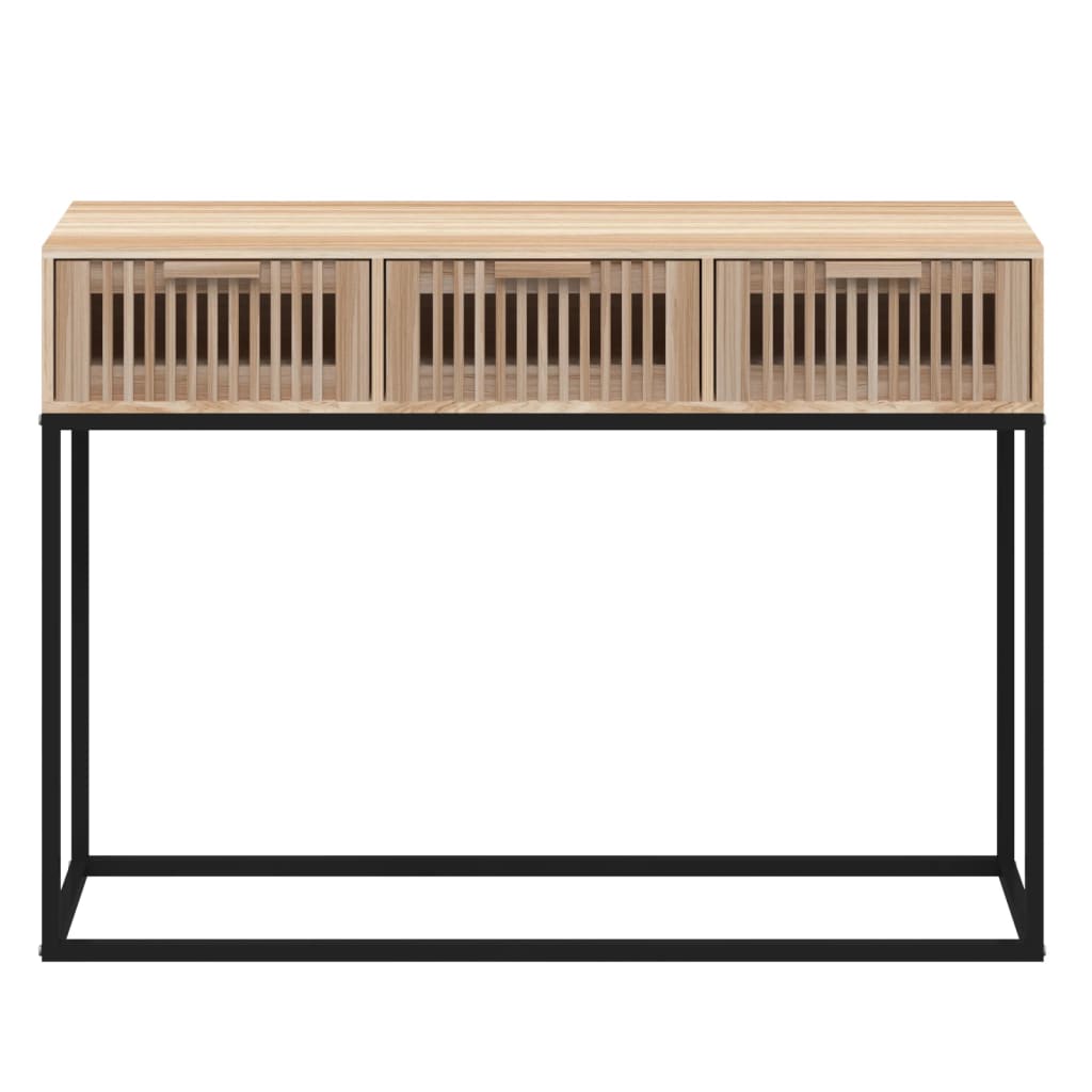 vidaXL Masă consolă, 105x30x75 cm, lemn prelucrat și fier vidaXL Masă consolă, 105x30x75 cm, lemn prelucrat și fier