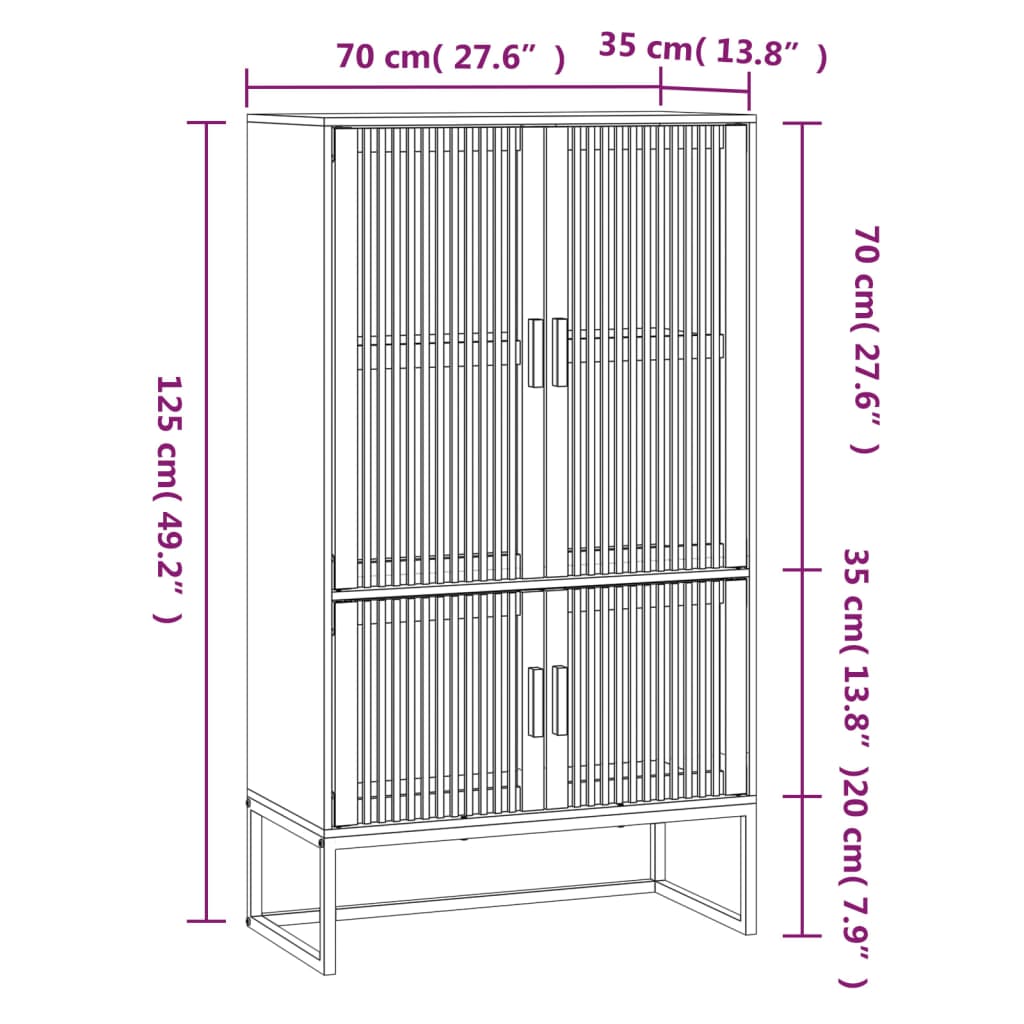 vidaXL Dulap înalt, alb, 70x35x125 cm, lemn prelucrat