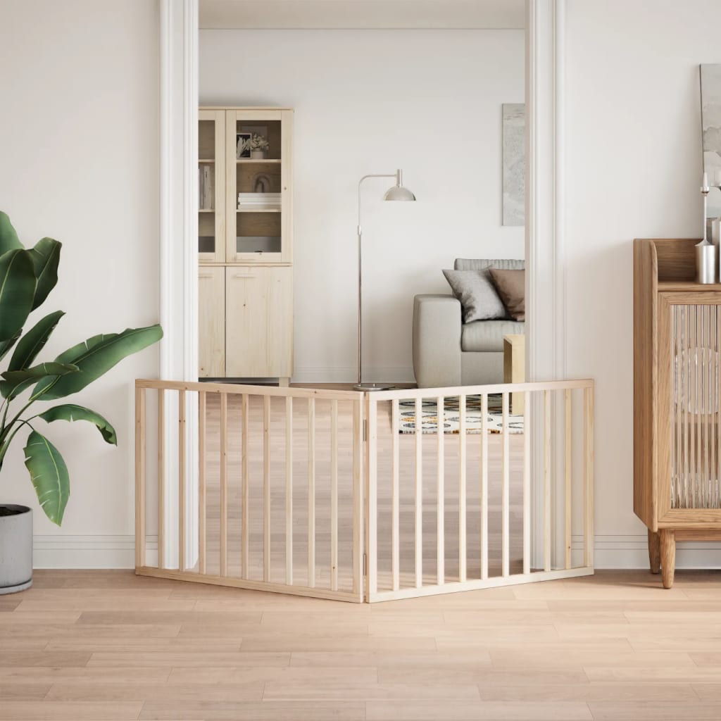 vidaXL Poartă de acces pentru câini pliabilă, 2 panouri, 160 cm, lemn de plop