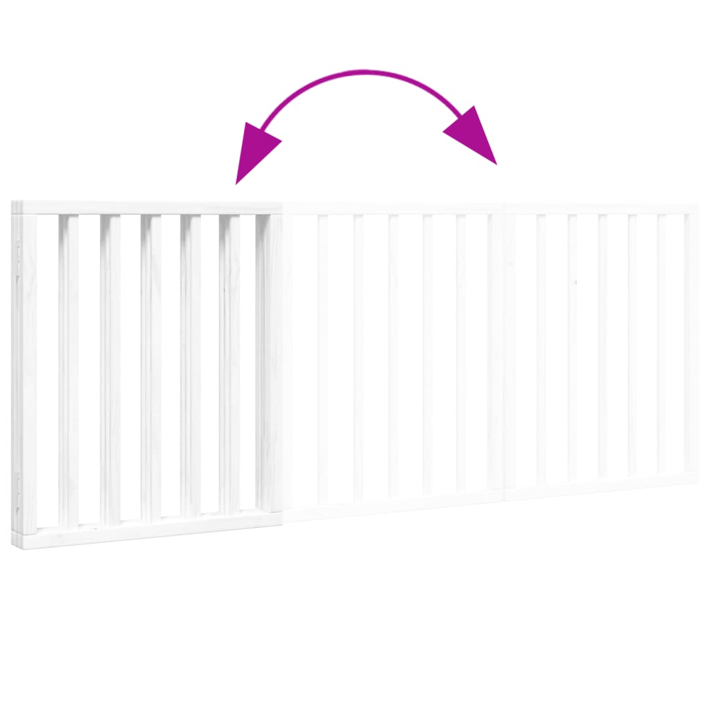 vidaXL Poartă pentru câini pliabilă, 3 panouri, alb, 150 cm, lemn plop