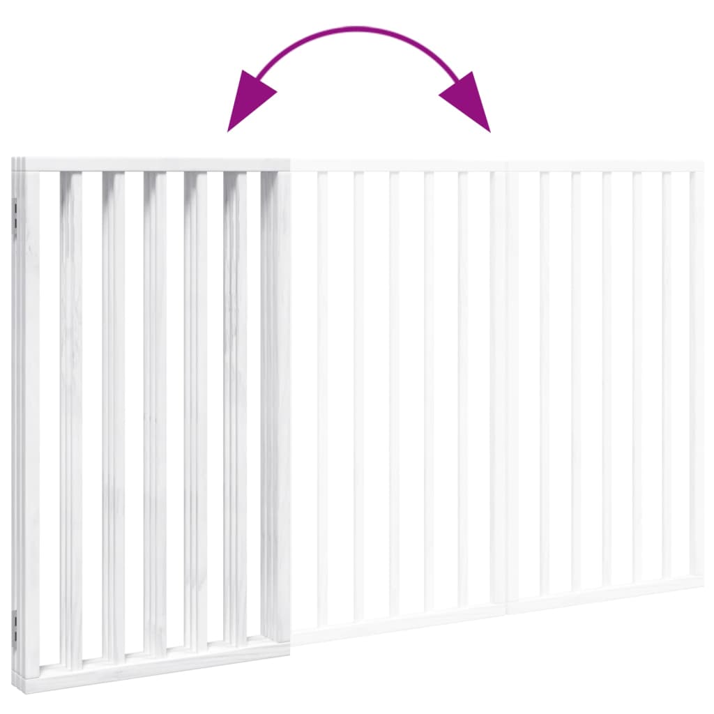 vidaXL Poartă de acces pentru câini pliabilă, 3 panouri, albă, 150 cm, lemn de plop