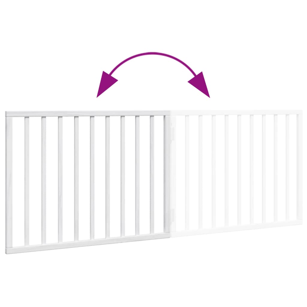 vidaXL Poartă de acces pentru câini pliabilă, 2 panouri, albă, 160 cm, lemn de plop