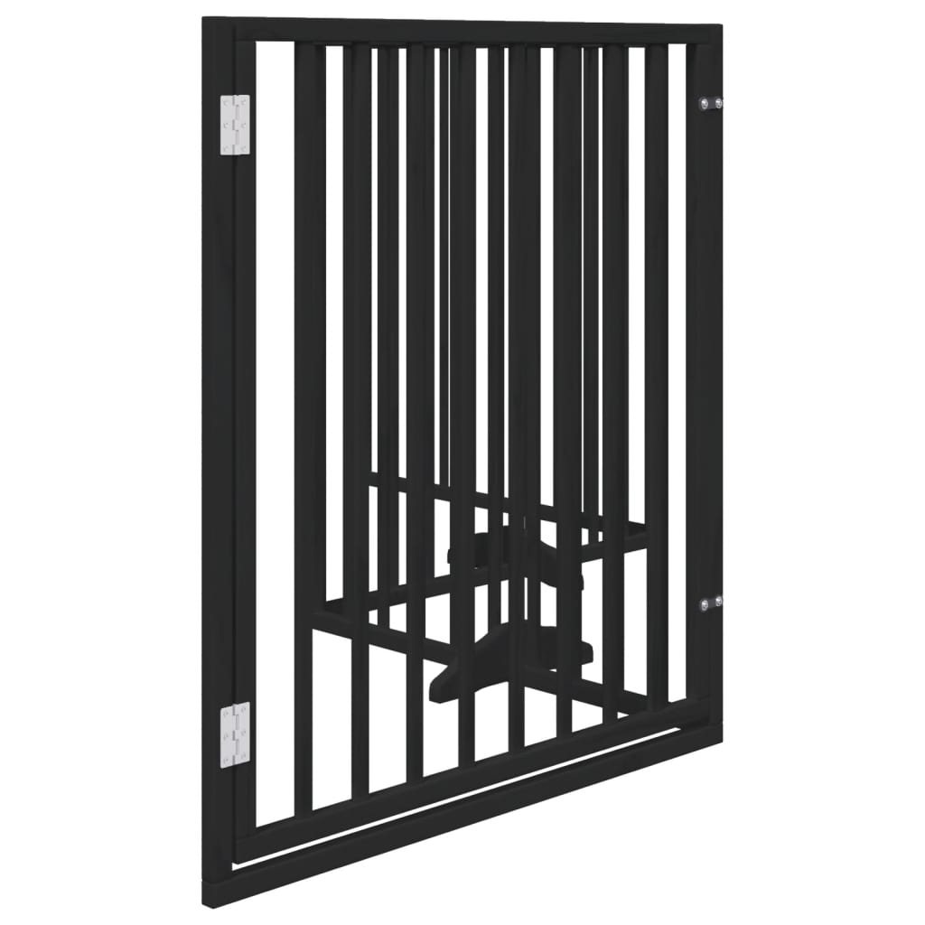 vidaXL Poartă câini pliabilă cu ușă 4 panouri negru, 320 cm, lemn plop