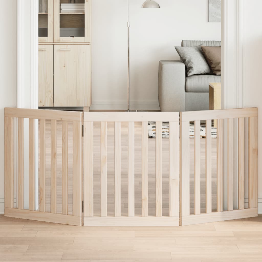 vidaXL Poartă de acces pentru câini pliabilă, 3 panouri, 150 cm, lemn de plop
