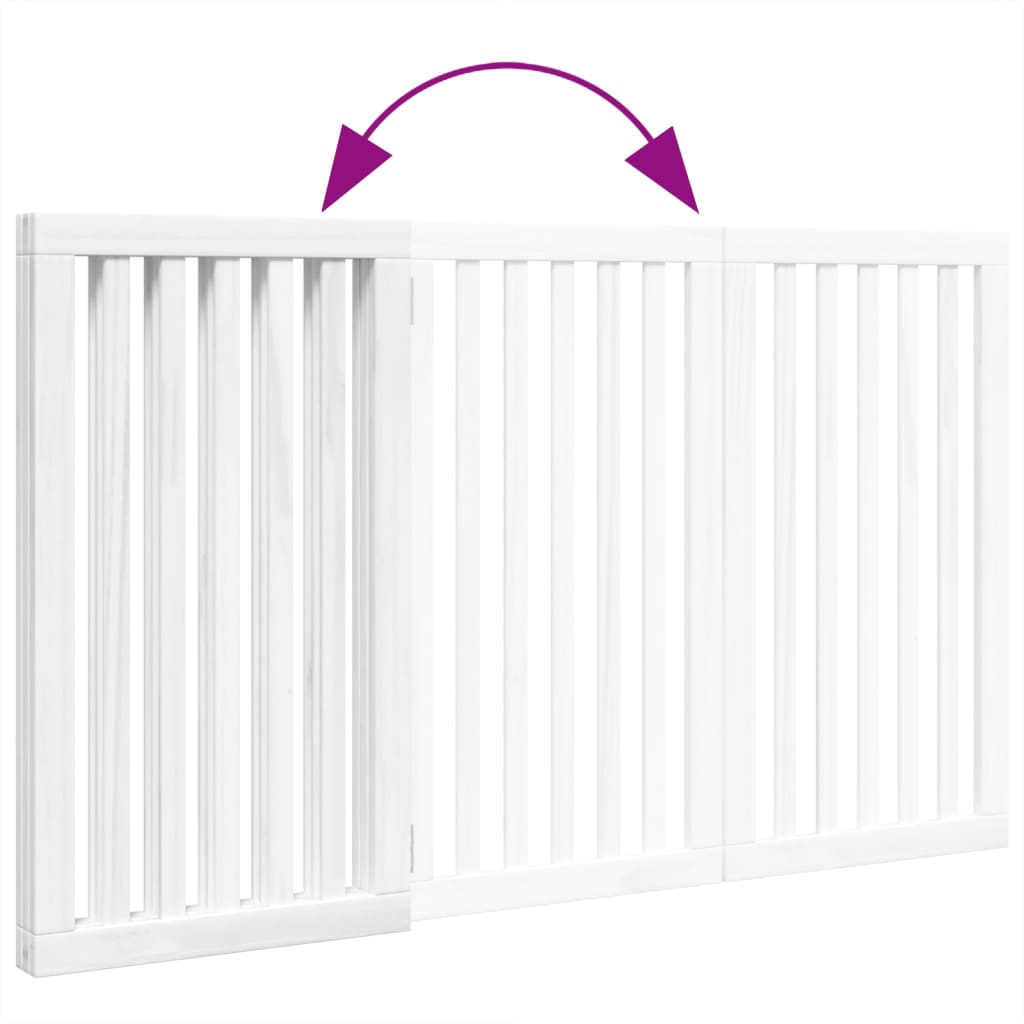 vidaXL Poartă pentru câini pliabilă, 3 panouri, alb, 150 cm, lemn plop