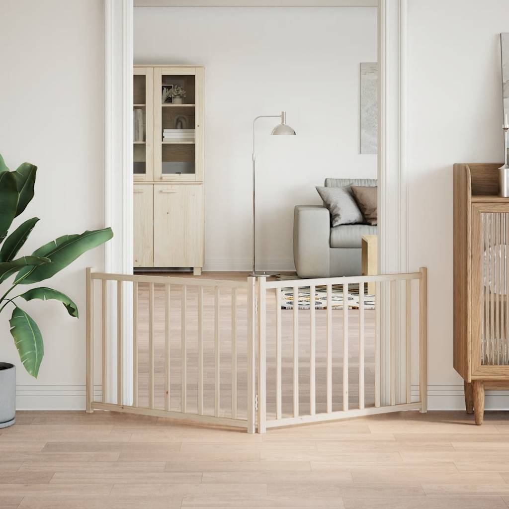 vidaXL Poartă pentru câini pliabilă, 2 panouri, 160 cm, lemn de brad