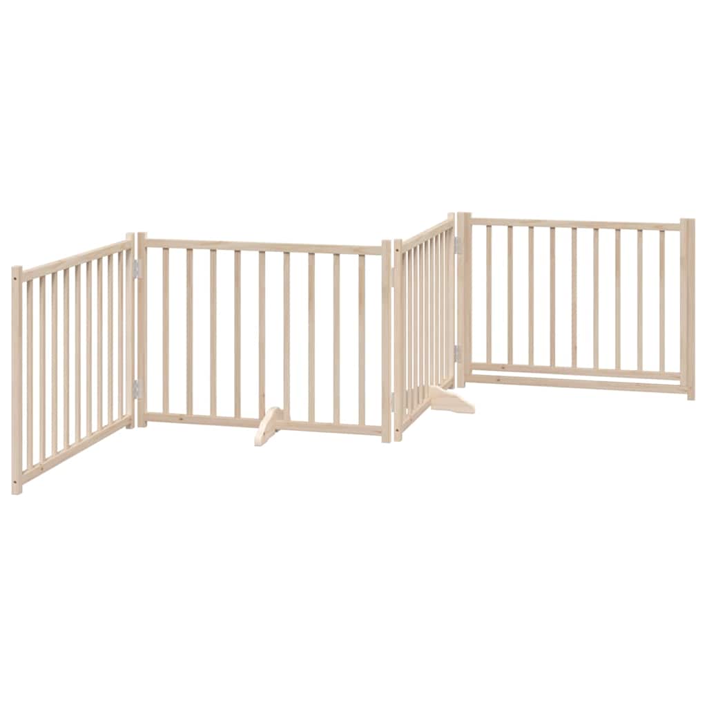 vidaXL Poartă câini pliabilă cu ușă 4 panouri, 320 cm, lemn masiv brad