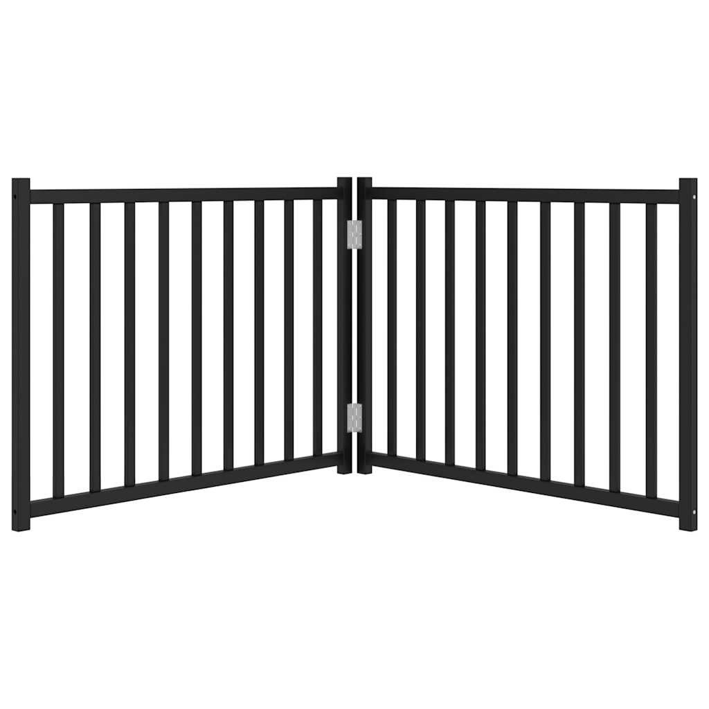 vidaXL Poartă pentru câini pliabilă 2 panouri negru, 160 cm, lemn brad