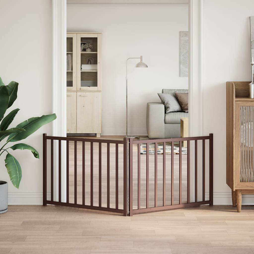 vidaXL Poartă de câini pliabilă 2 panouri stejar maro 160 cm lemn brad