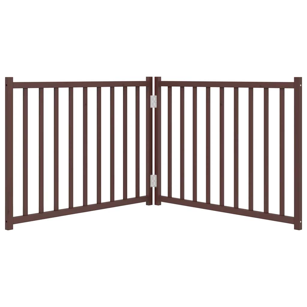 vidaXL Poartă de câini pliabilă 2 panouri stejar maro 160 cm lemn brad
