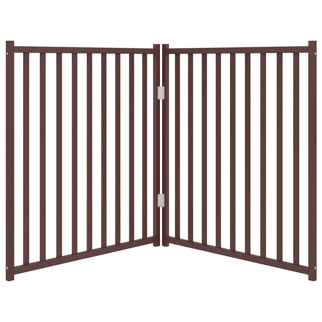 vidaXL Poartă de câini pliabilă 2 panouri stejar maro 160 cm lemn brad
