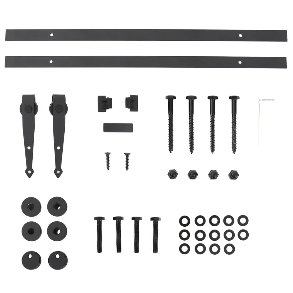 vidaXL Set glisare ușă mini pentru dulap, negru, oțel carbon, 122 cm vidaXL Set glisare ușă mini pentru dulap, negru, oțel carbon, 122 cm