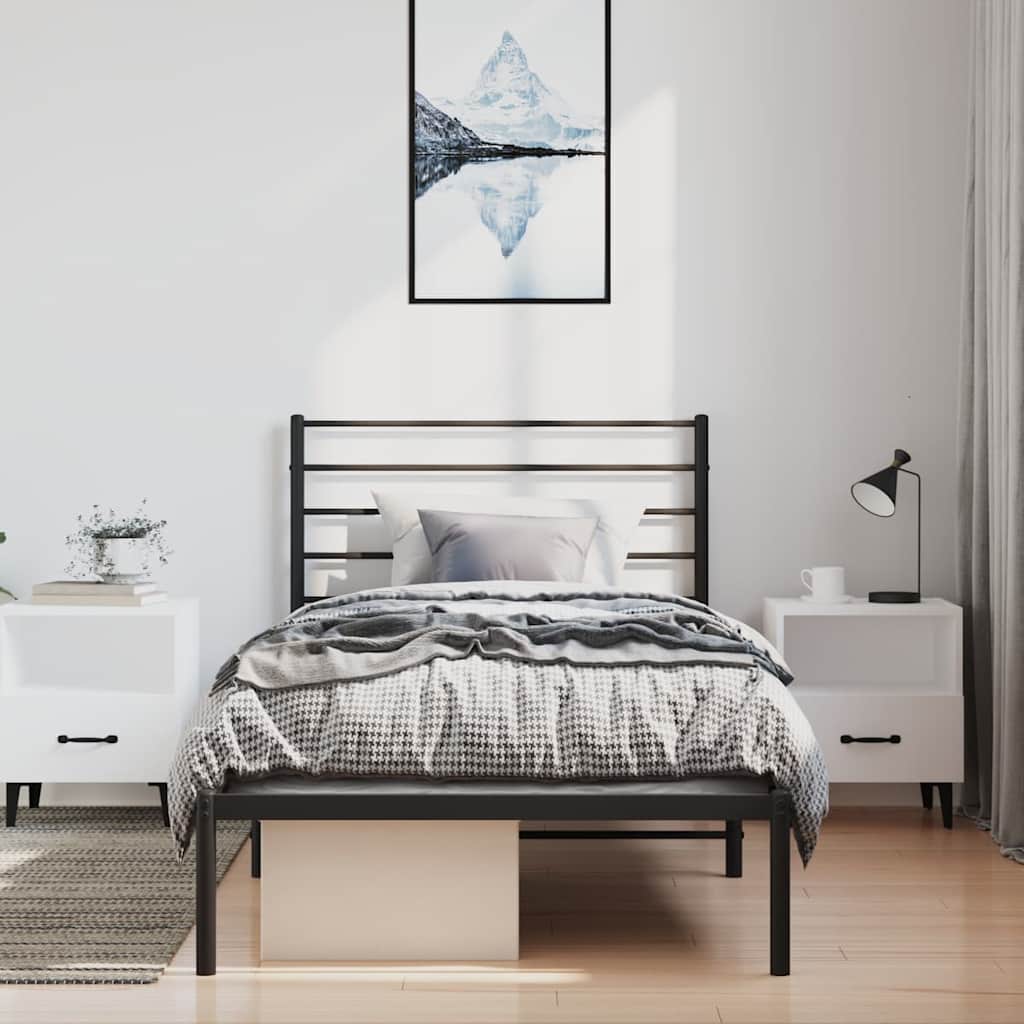vidaXL Cadru de pat din metal cu tăblie, negru, 100x200 cm