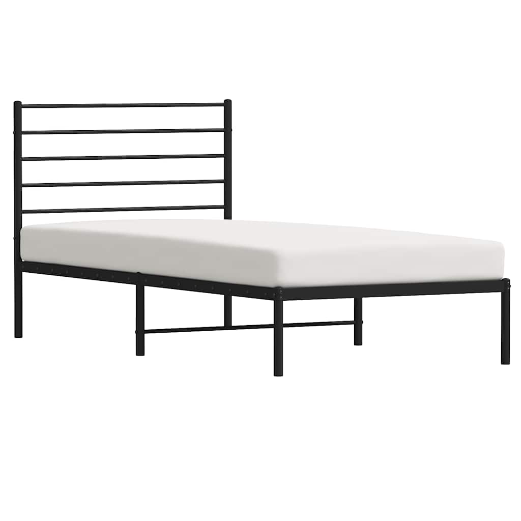 vidaXL Cadru de pat din metal cu tăblie, negru, 100x200 cm