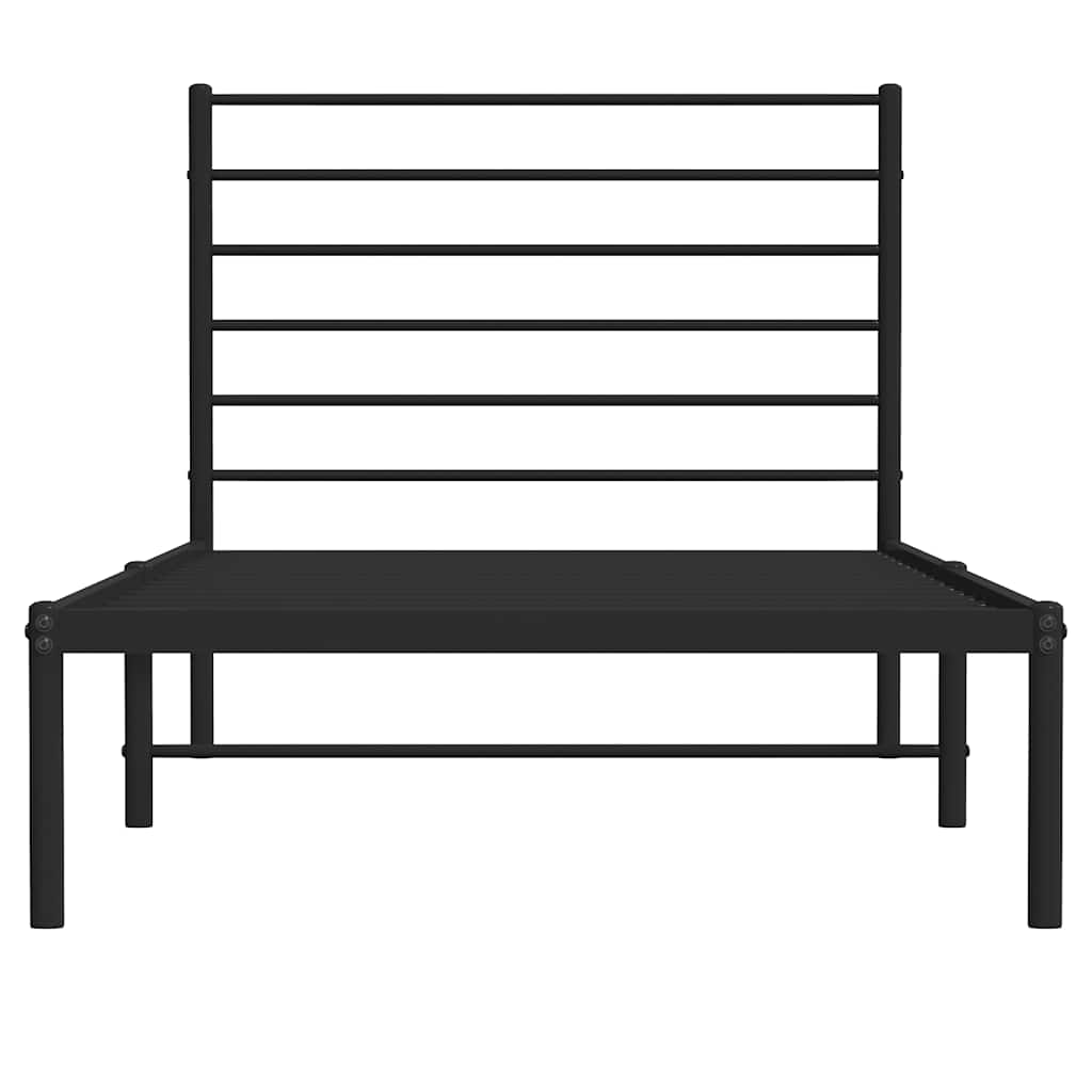 vidaXL Cadru de pat din metal cu tăblie, negru, 100x200 cm