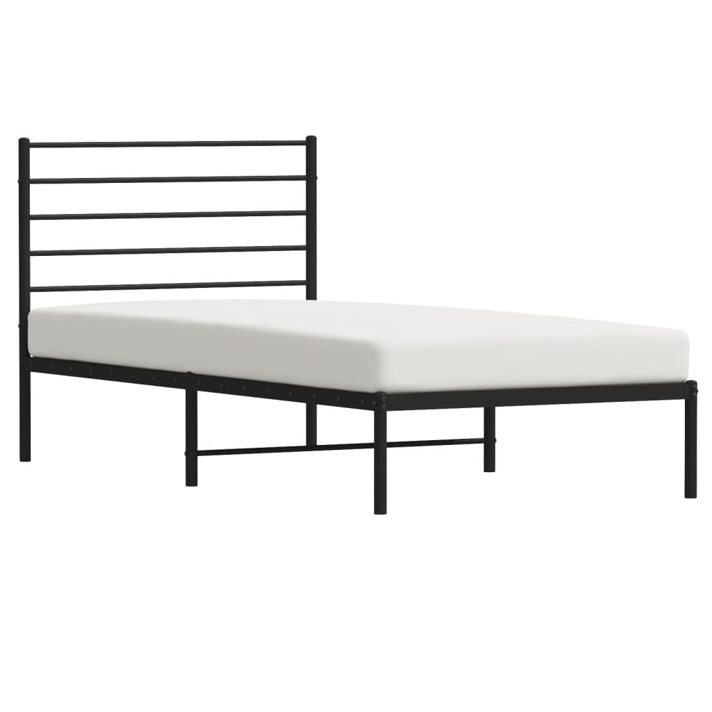 vidaXL Cadru de pat din metal cu tăblie, negru, 107x203 cm
