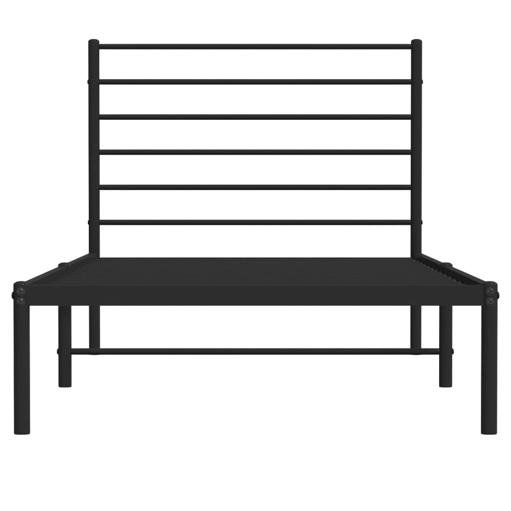 vidaXL Cadru de pat din metal cu tăblie, negru, 107x203 cm