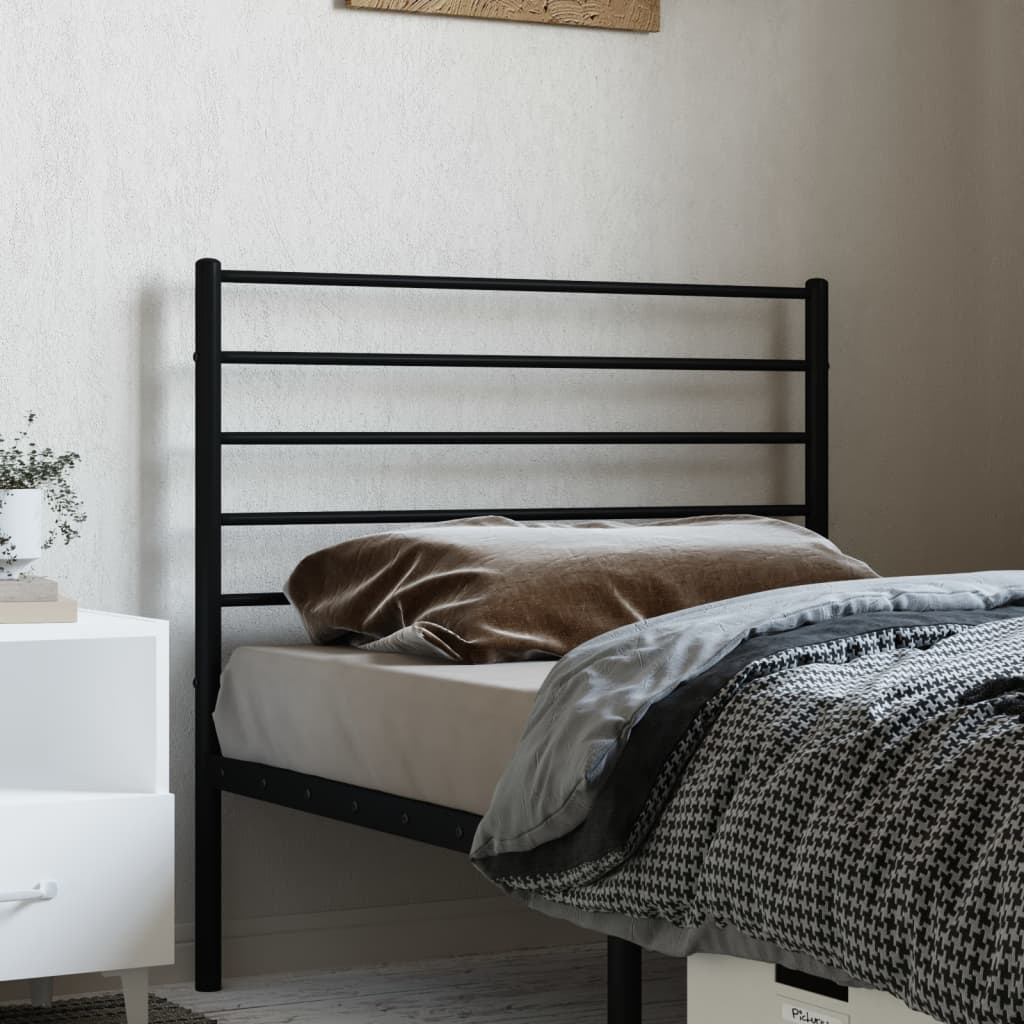 vidaXL Tăblie de pat metalică, negru, 90 cm