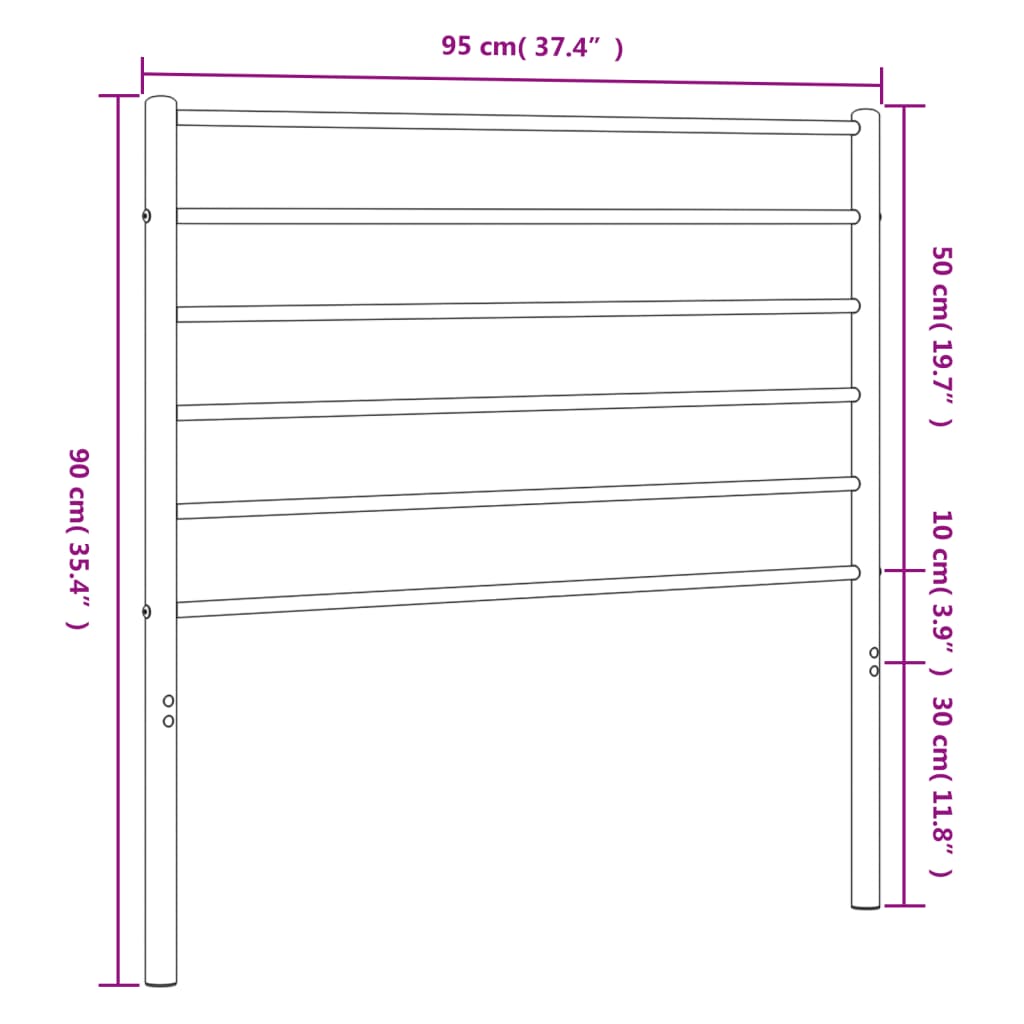 vidaXL Tăblie de pat metalică, negru, 90 cm