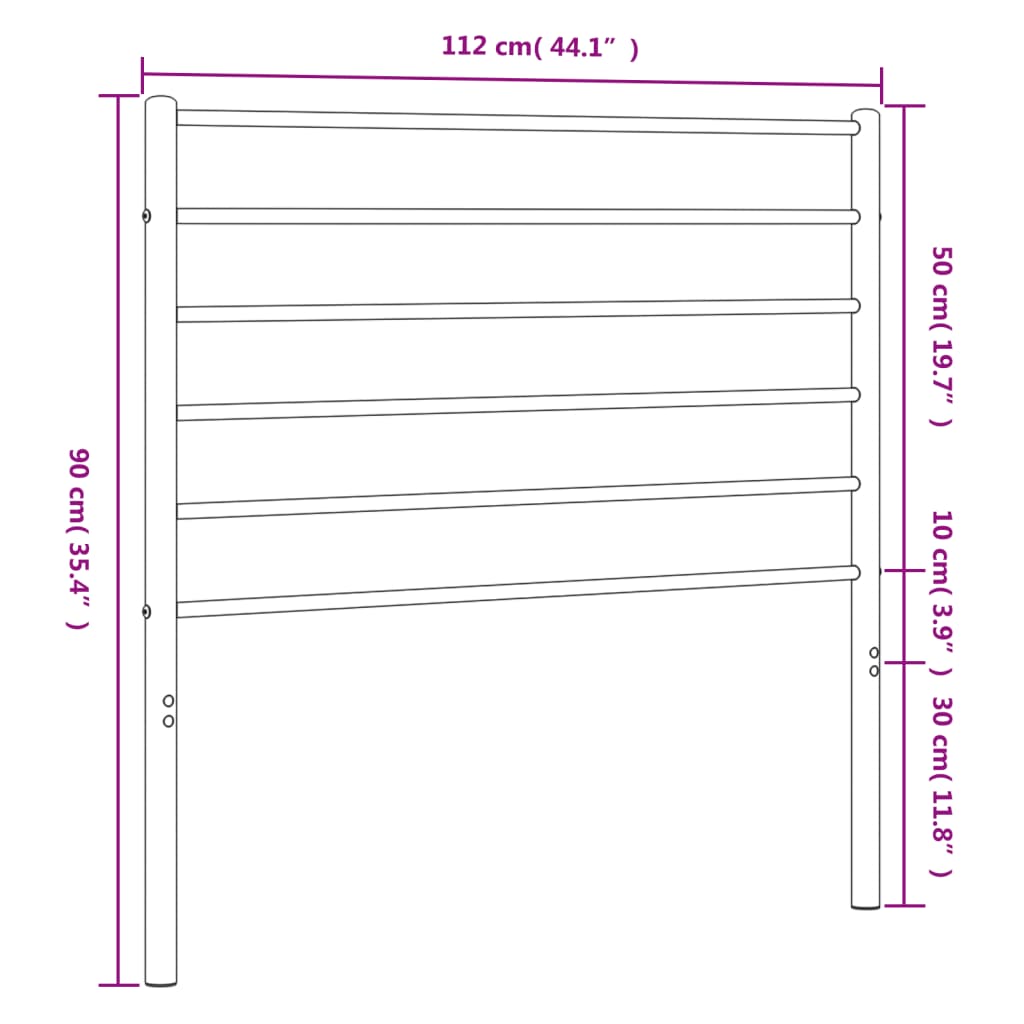 vidaXL Tăblie de pat metalică, negru, 107 cm