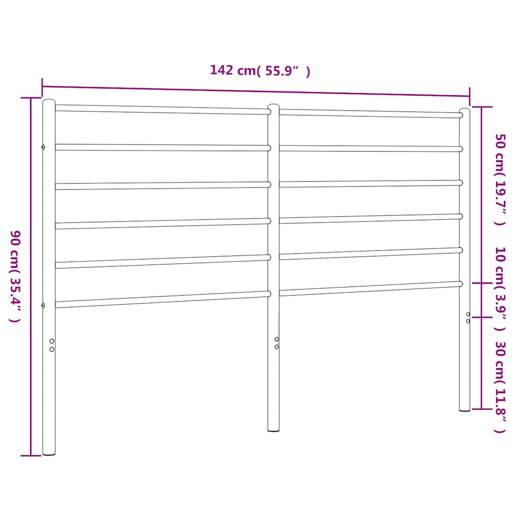 vidaXL Tăblie de pat metalică, negru, 135 cm vidaXL Tăblie de pat metalică, negru, 135 cm