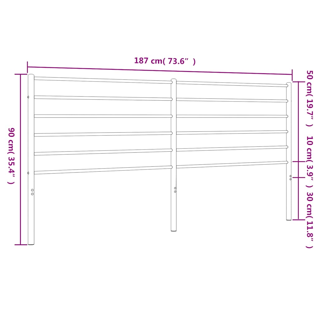 vidaXL Tăblie de pat metalică, negru, 180 cm