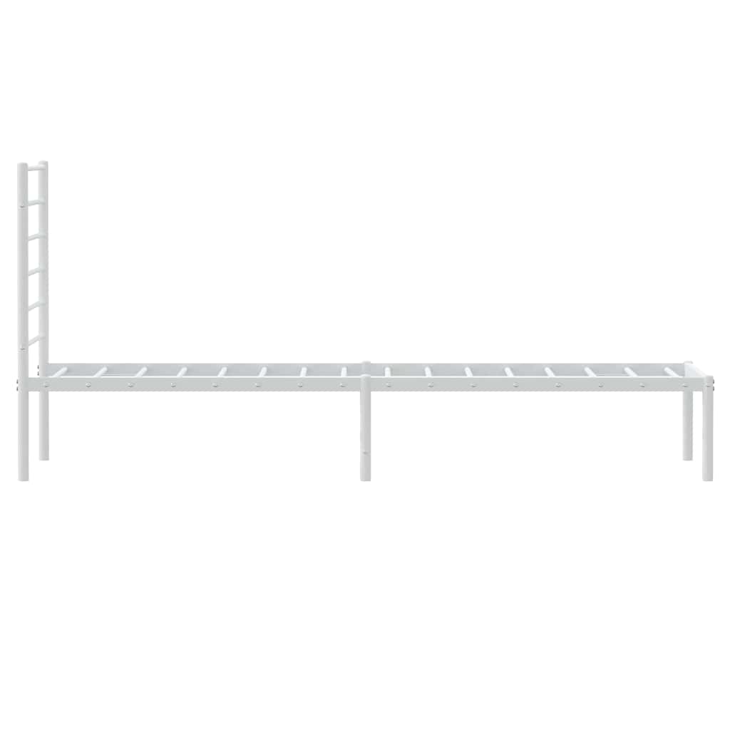vidaXL Cadru de pat din metal cu tăblie, alb, 100x200 cm