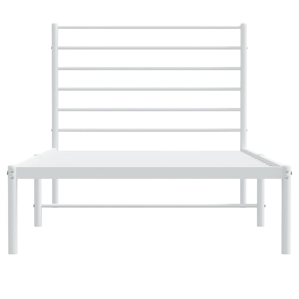vidaXL Cadru de pat din metal cu tăblie, alb, 107x203 cm