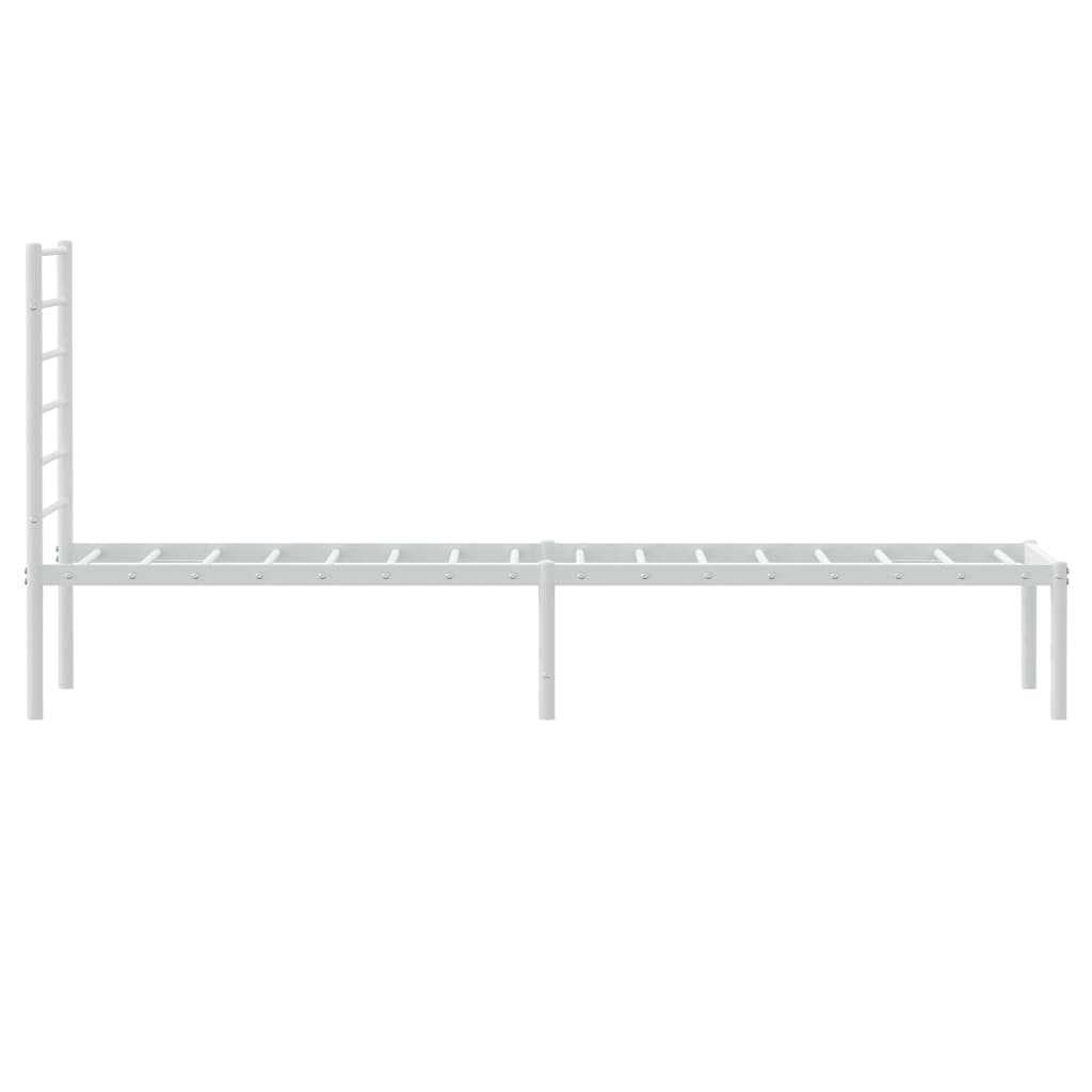 vidaXL Cadru de pat din metal cu tăblie, alb, 107x203 cm