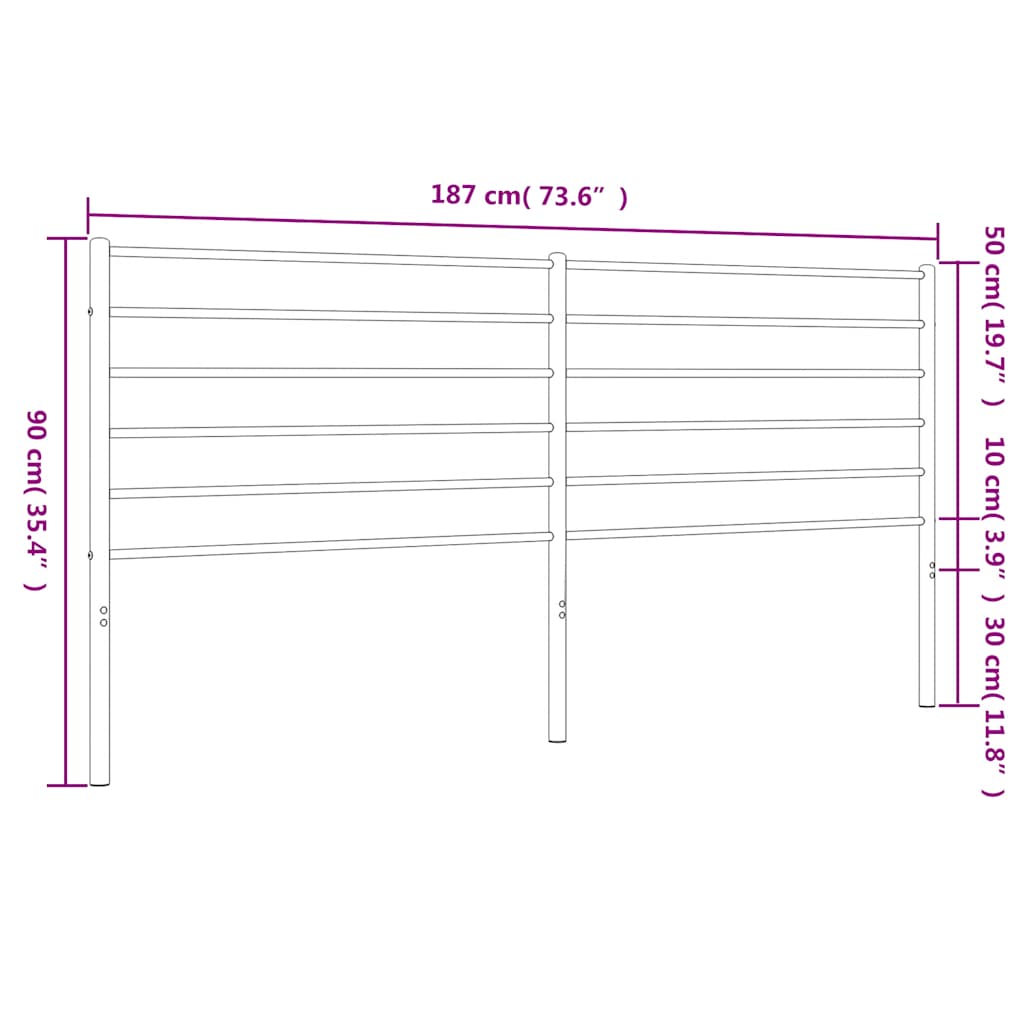 vidaXL Tăblie de pat metalică, alb, 180 cm