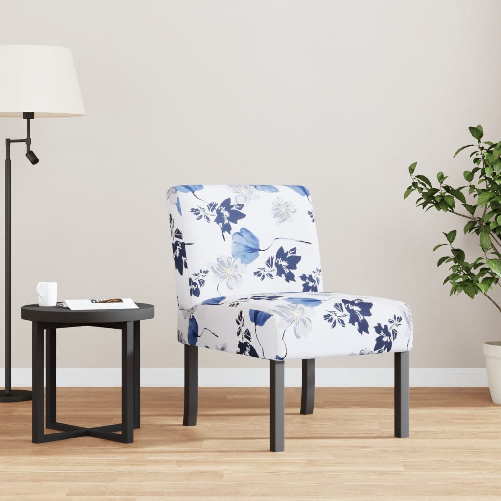 vidaXL Fotoliu, material textil înflorat cu albastru vidaXL Fotoliu, material textil înflorat cu albastru