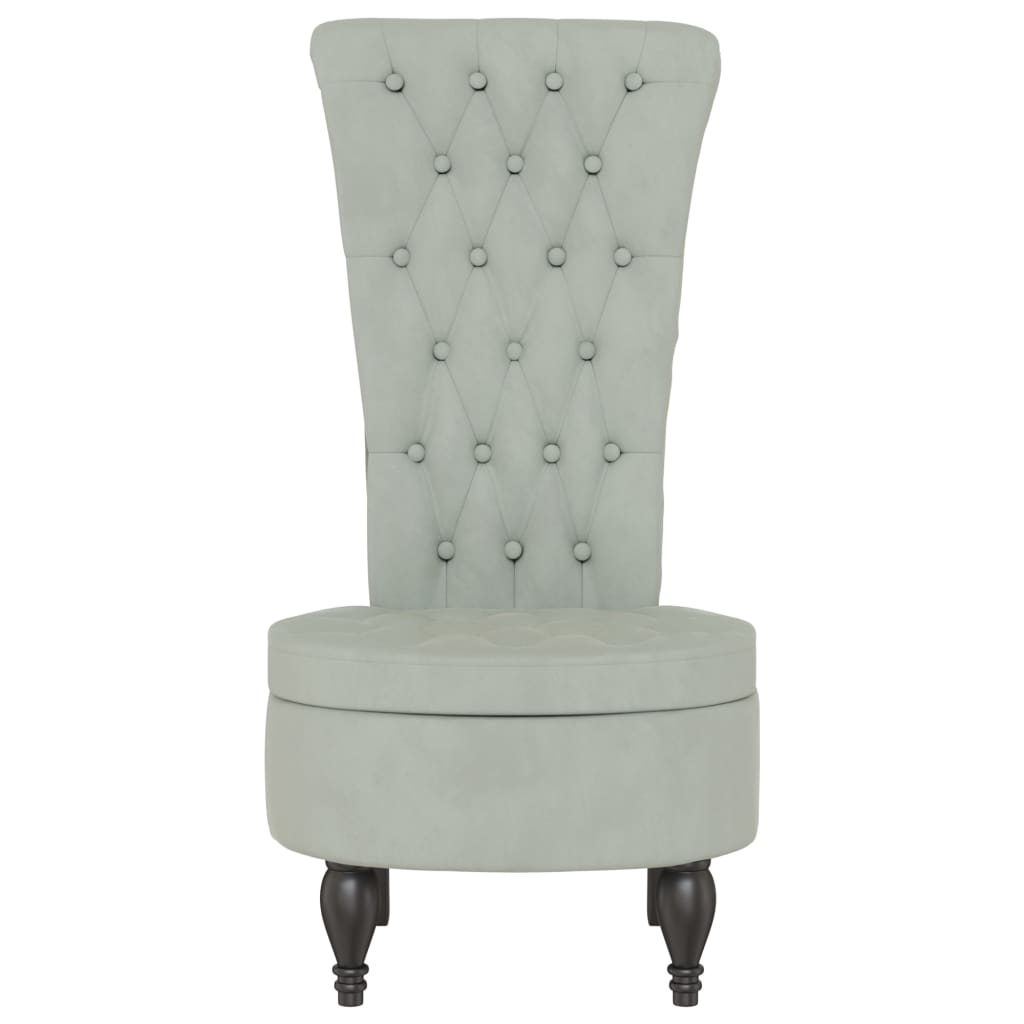 vidaXL Fotoliu cu spătar înalt, gri deschis, catifea design cu nasturi vidaXL Fotoliu cu spătar înalt, gri deschis, catifea design cu nasturi
