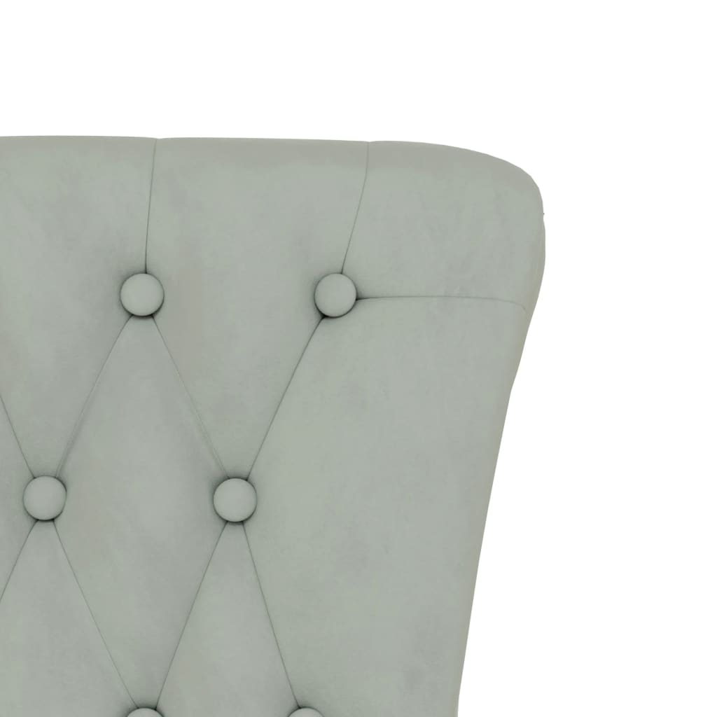 vidaXL Fotoliu cu spătar înalt, gri deschis, catifea design cu nasturi vidaXL Fotoliu cu spătar înalt, gri deschis, catifea design cu nasturi