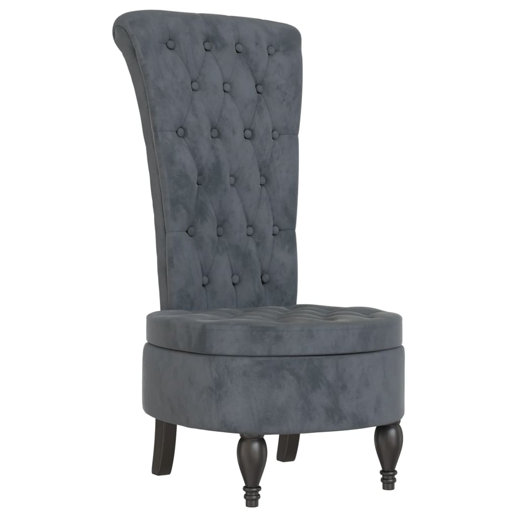 vidaXL Fotoliu cu spătar înalt, gri închis, catifea, design cu nasturi vidaXL Fotoliu cu spătar înalt, gri închis, catifea, design cu nasturi