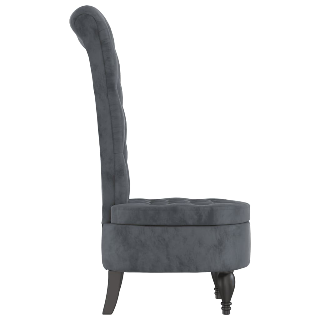 vidaXL Fotoliu cu spătar înalt, gri închis, catifea, design cu nasturi vidaXL Fotoliu cu spătar înalt, gri închis, catifea, design cu nasturi